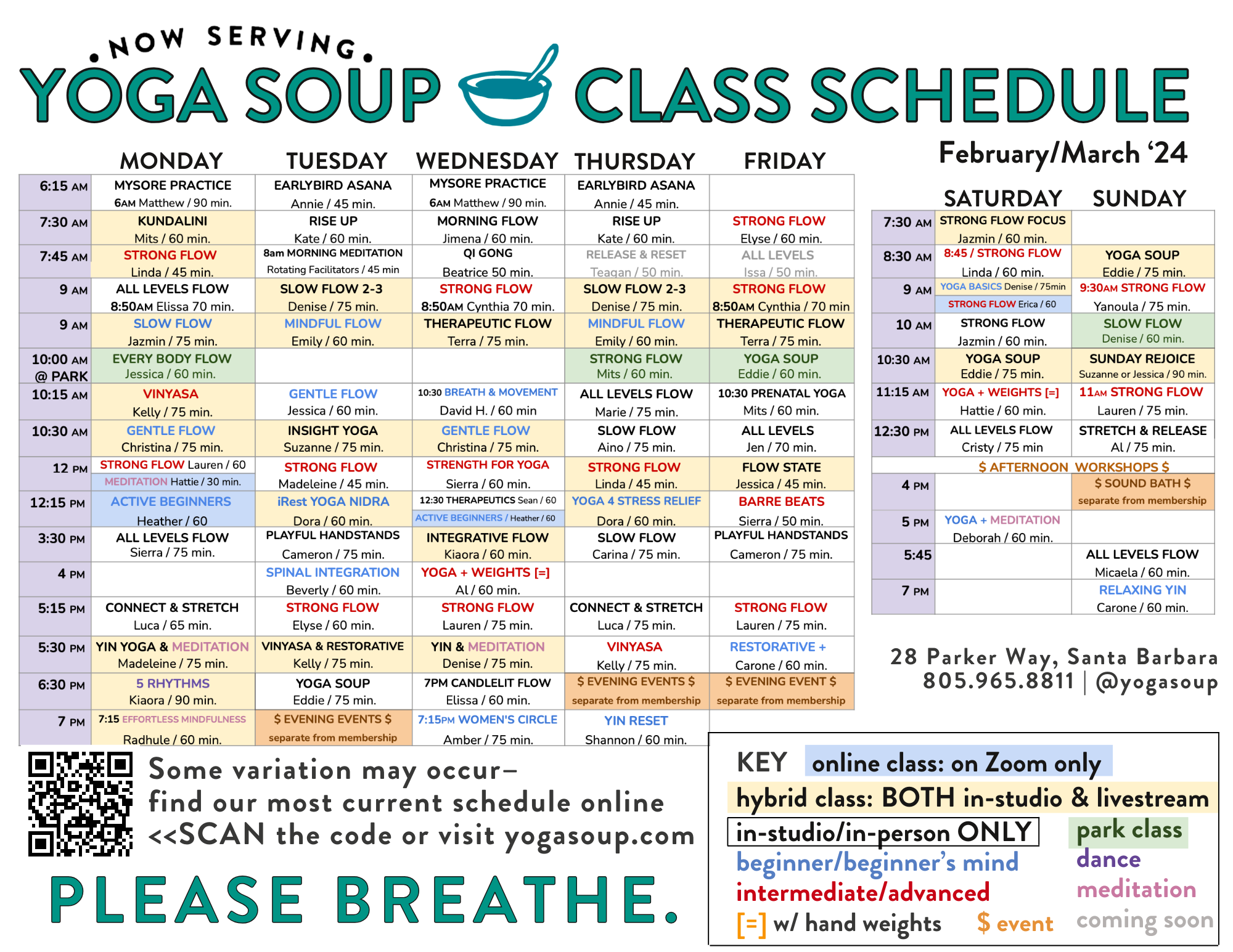 JustYoga - Schedule & Rates